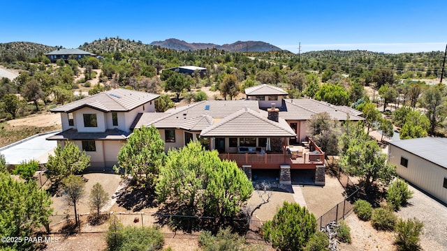 13175 N Bull Run Rd, Prescott, AZ 86305 - view from above of property with a mountainous background and a heavily wooded area