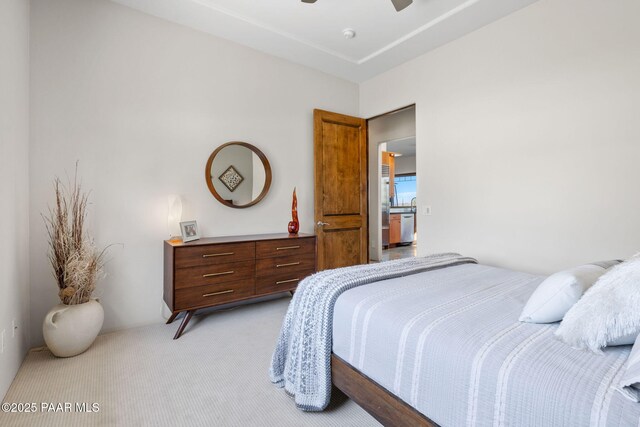 13175 N Bull Run Rd, Prescott, AZ 86305 - bedroom featuring light carpet and a ceiling fan
