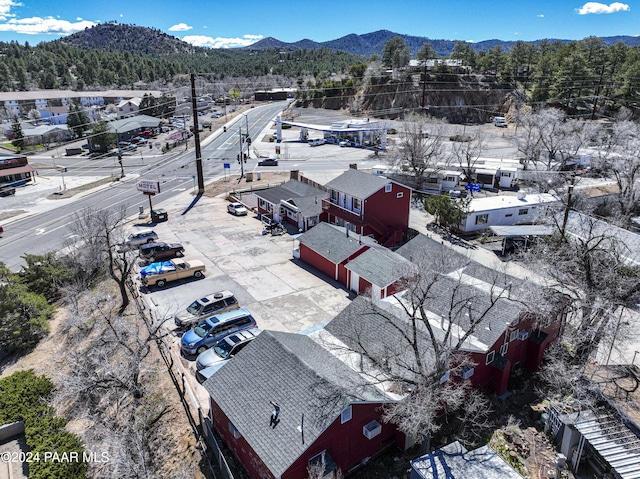 bird's eye view with a mountain view