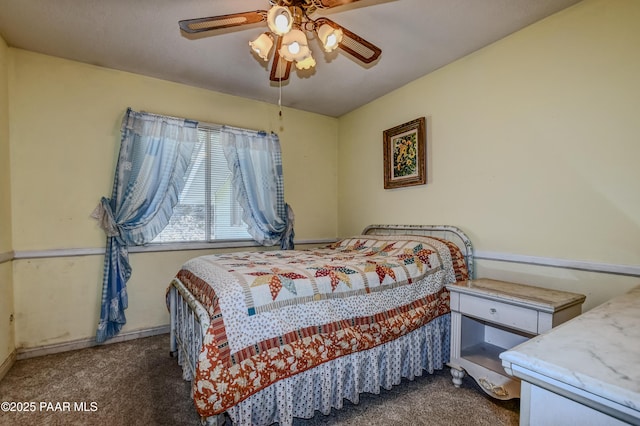 carpeted bedroom featuring a ceiling fan