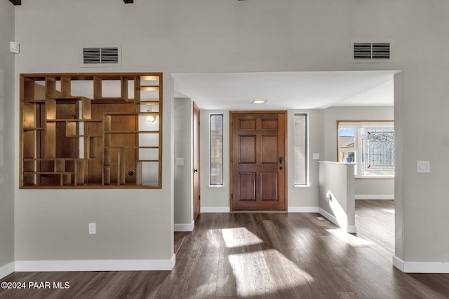 entrance foyer featuring dark wood-type flooring