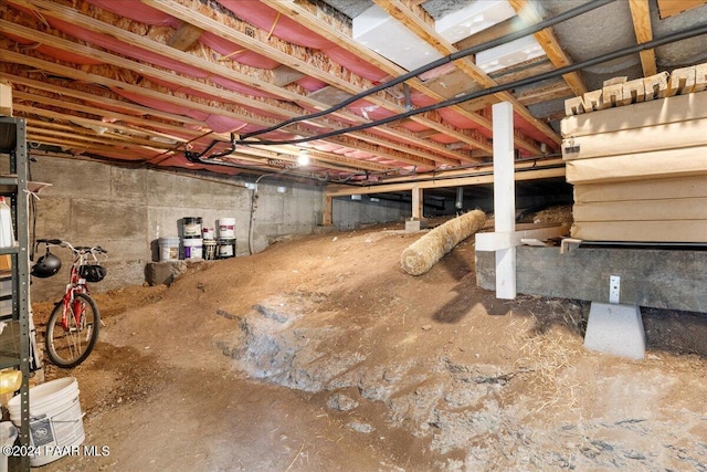 view of unfinished below grade area
