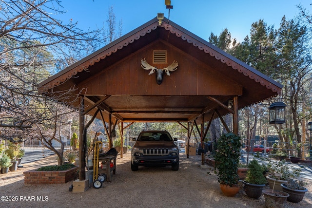 view of car parking with a carport