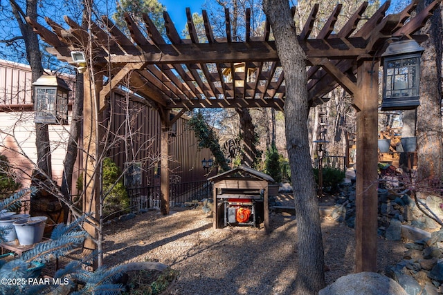 view of yard with a pergola