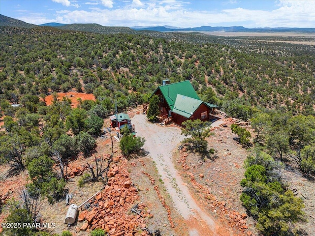 drone / aerial view with a mountain view