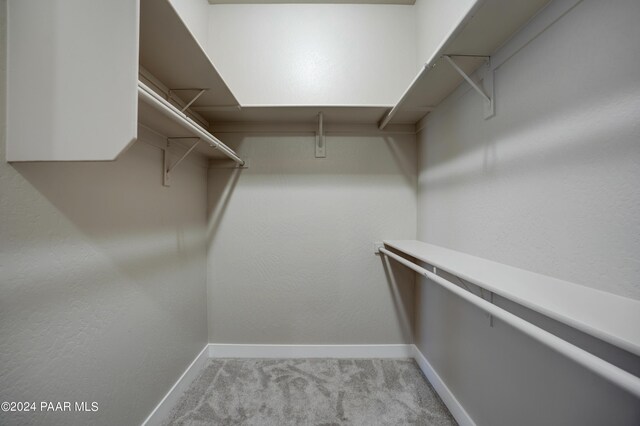 spacious closet with light colored carpet