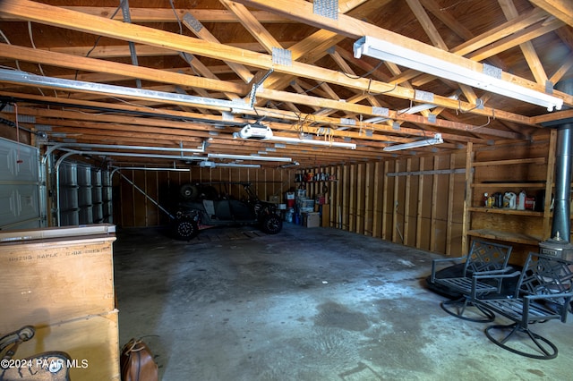 garage with a garage door opener