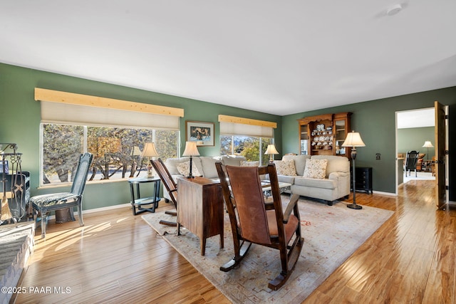 living room with light wood-type flooring