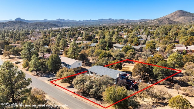 birds eye view of property with a mountain view