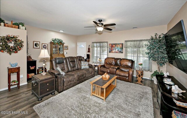 4761 N Tonto Way, Prescott Valley, AZ 86314 - living room with wood finished floors and ceiling fan