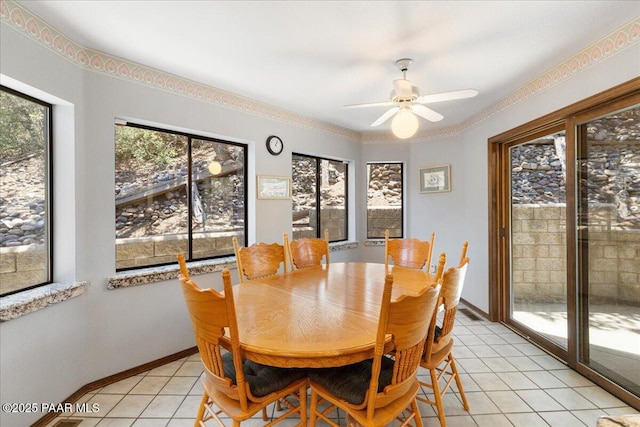 110 High Chaparral Loop, Prescott, AZ 86303 - dining space featuring light tile patterned flooring, ceiling fan, and baseboards