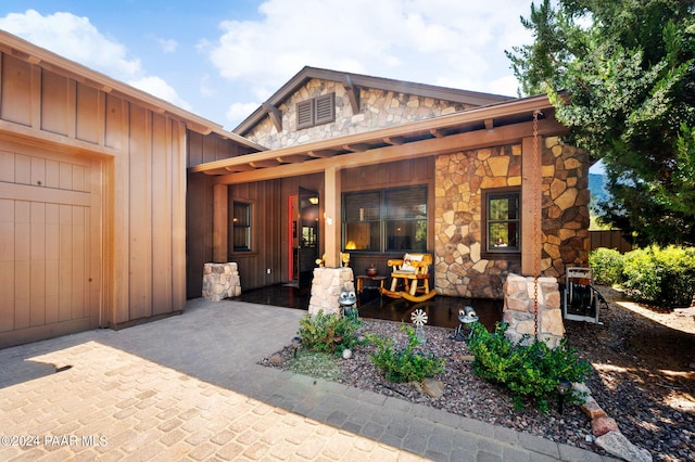 entrance to property with a garage