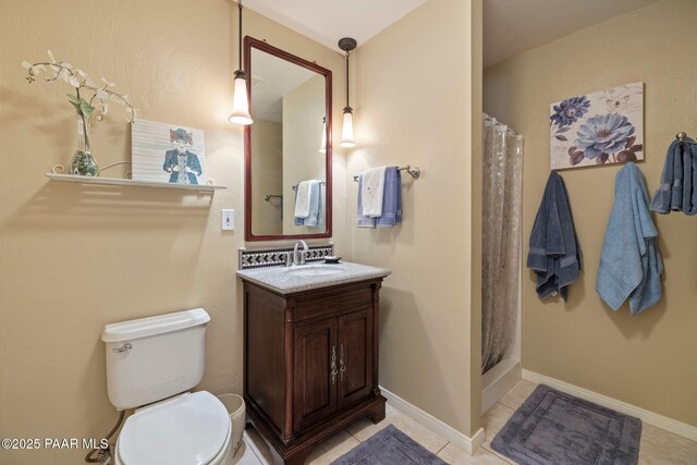 115 E Rosser St, Prescott, AZ 86301 - bathroom with vanity, tile patterned flooring, and curtained shower