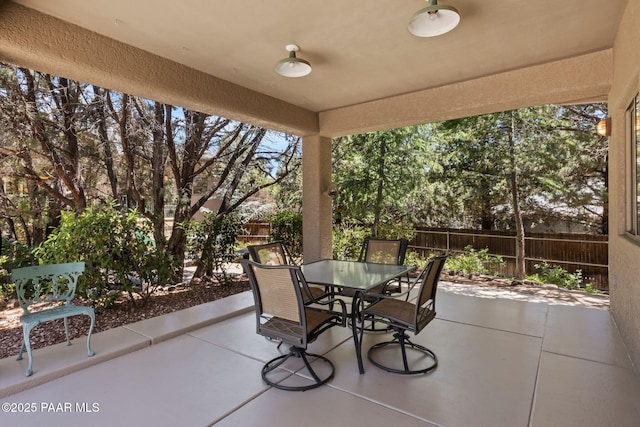 115 E Rosser St, Prescott, AZ 86301 - fenced backyard with outdoor dining area and a patio