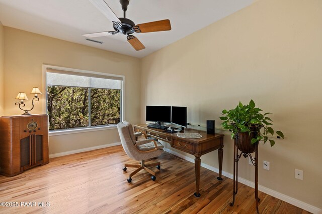 115 E Rosser St, Prescott, AZ 86301 - office with wood finished floors and a ceiling fan