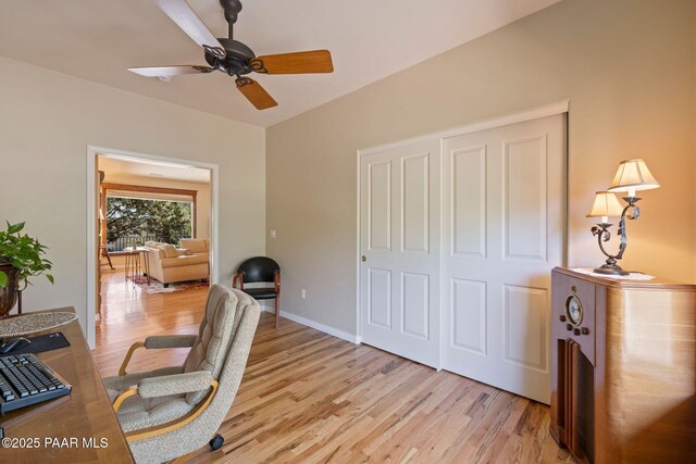 115 E Rosser St, Prescott, AZ 86301 - office with a ceiling fan and light wood-style floors