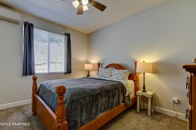 1365 W Ridge Dr, Prescott, AZ 86305 - carpeted bedroom featuring a wall unit AC and a ceiling fan