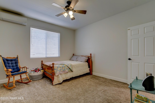 1365 W Ridge Dr, Prescott, AZ 86305 - carpeted bedroom with a wall unit AC and ceiling fan