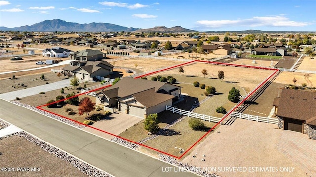 bird's eye view with a mountain view and a residential view