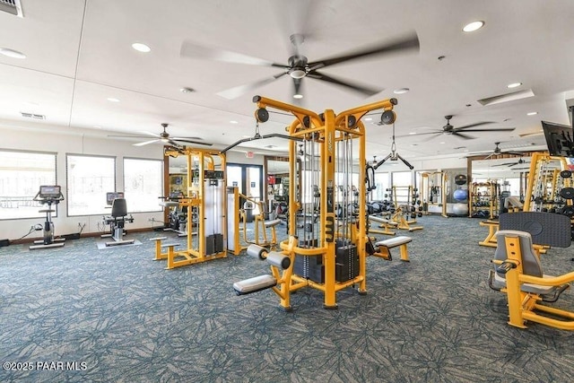4276 N Pembroke St, Prescott Valley, AZ 86314 - exercise room with a ceiling fan, recessed lighting, and carpet flooring