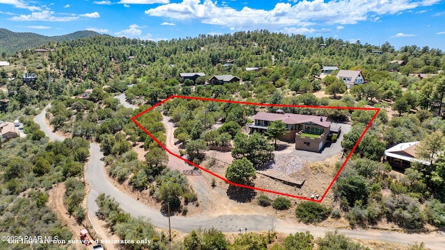 5712 W Sunrise Dr, Prescott, AZ 86305 - aerial view of property and surrounding area featuring property parcel outlined