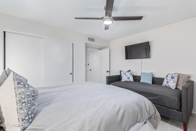 502 E Le Marche Ave, Phoenix, AZ 85022 - carpeted bedroom featuring visible vents, a closet, and ceiling fan