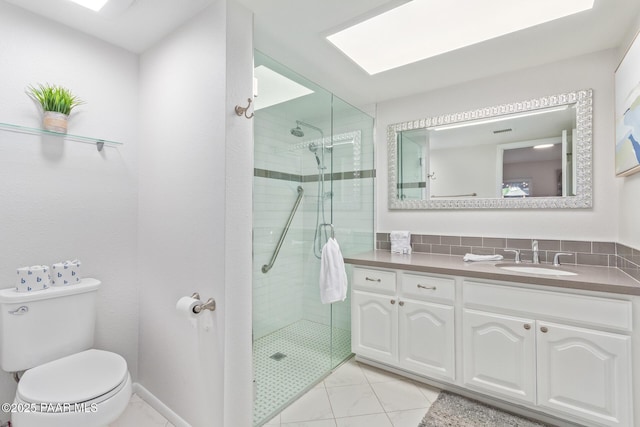 502 E Le Marche Ave, Phoenix, AZ 85022 - full bathroom with a skylight, toilet, a stall shower, and vanity