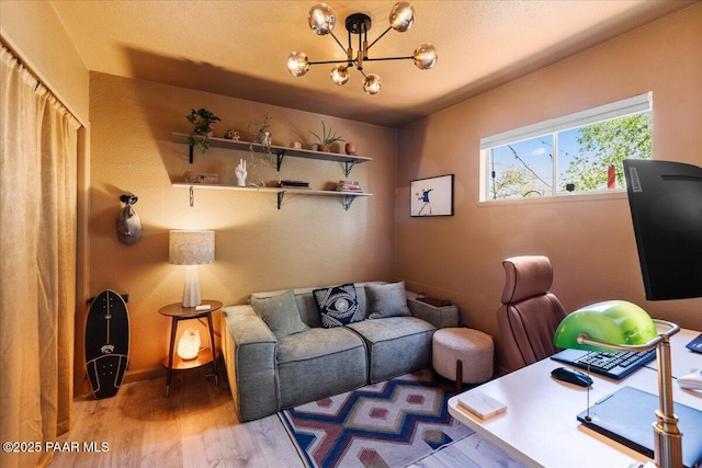 714 Mingus Ave, Prescott, AZ 86301 - office area featuring a chandelier and wood finished floors