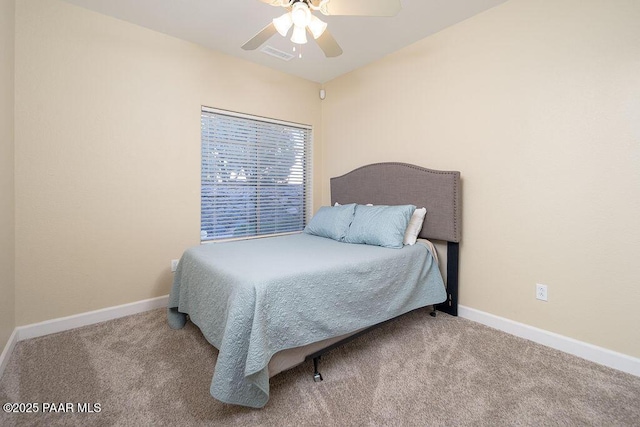 bedroom with carpet flooring and ceiling fan