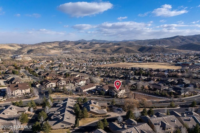 aerial view with a mountain view