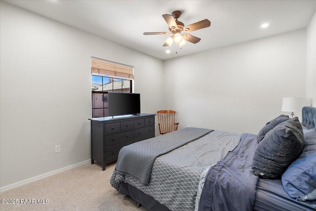 1716 Alpine Meadows Ln Unit 602, Prescott, AZ 86303 - bedroom featuring light carpet, recessed lighting, and ceiling fan