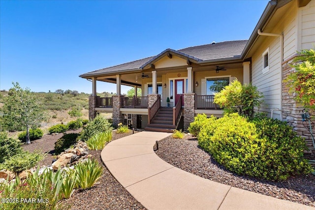 1183 Northridge Dr, Prescott, AZ 86301 - doorway to property with a porch and ceiling fan