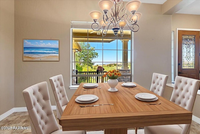 1183 Northridge Dr, Prescott, AZ 86301 - dining space featuring a chandelier and baseboards