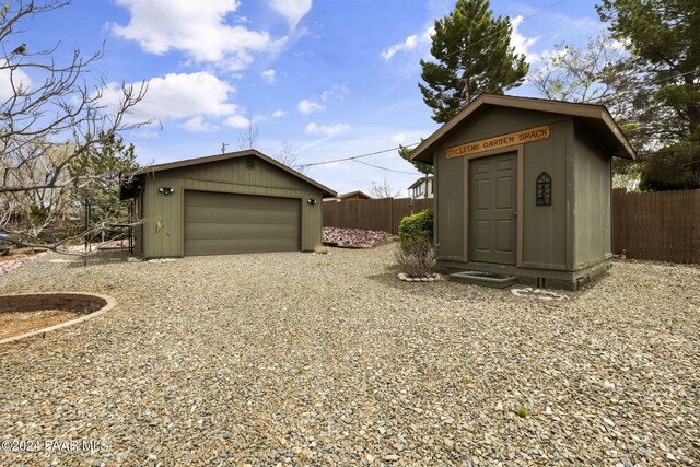 exterior space with a garage