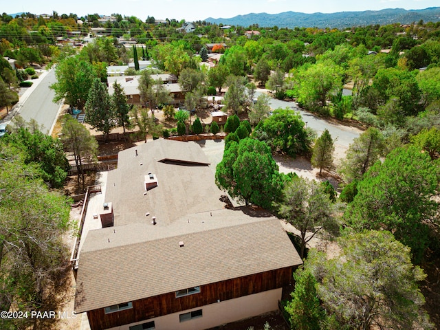 drone / aerial view with a mountain view