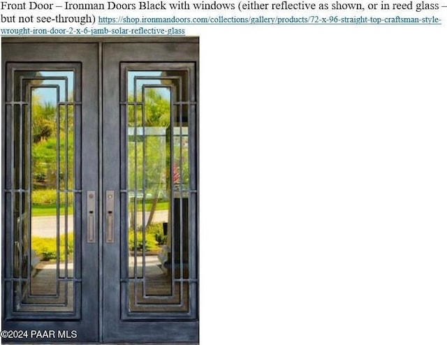 doorway to outside with french doors