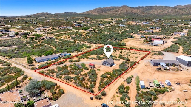 17940 E Native Dancer Ln, Dewey-Humboldt, AZ 86327 - aerial view of property's location featuring property parcel outlined and a mountain backdrop