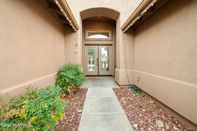 doorway to property with french doors