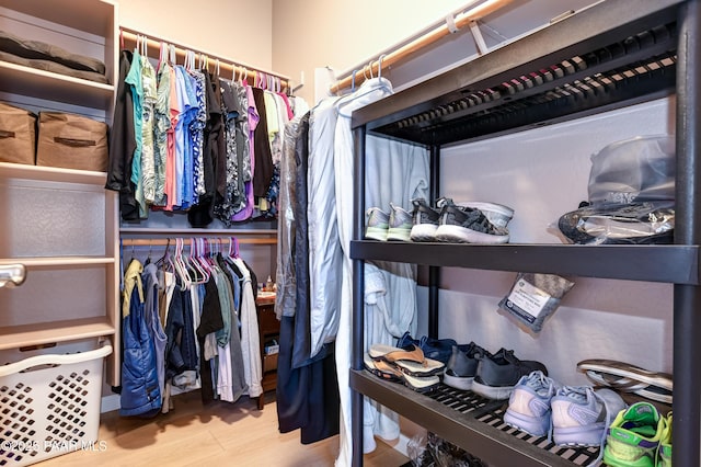 spacious closet with light wood-type flooring