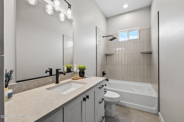 6829 E Sapphire Ln, Prescott Valley, AZ 86315 - bathroom featuring toilet, vanity, and  shower combination