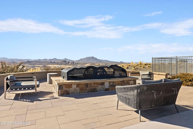 5268 Tranquil Bluff Way, Prescott, AZ 86301 - view of patio / terrace with a mountain view and outdoor lounge area