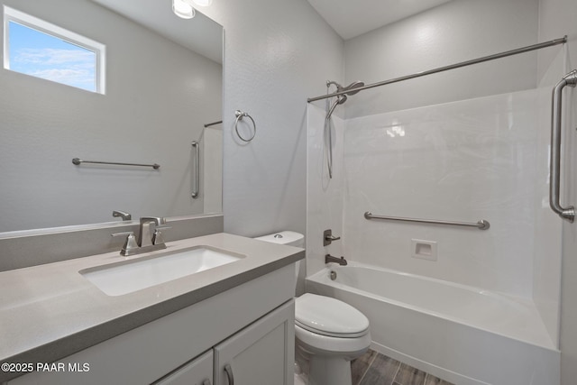 5268 Tranquil Bluff Way, Prescott, AZ 86301 - bathroom with toilet, shower / bathtub combination, vanity, and wood finished floors