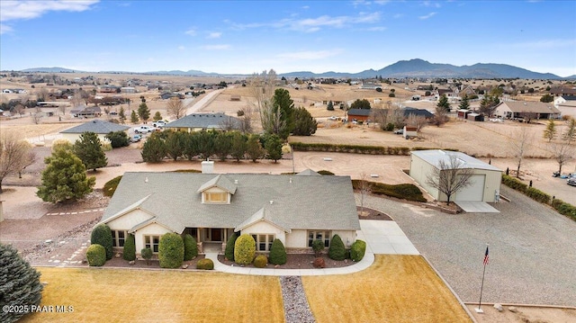 aerial view with a mountain view