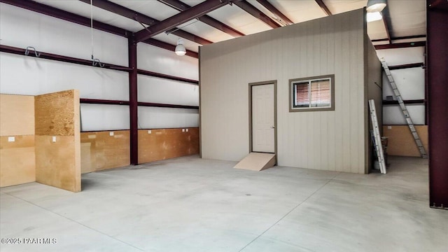 garage with wooden walls