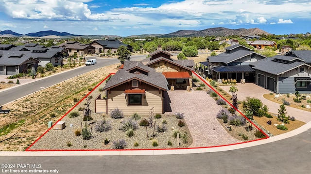 drone / aerial view with a mountain view