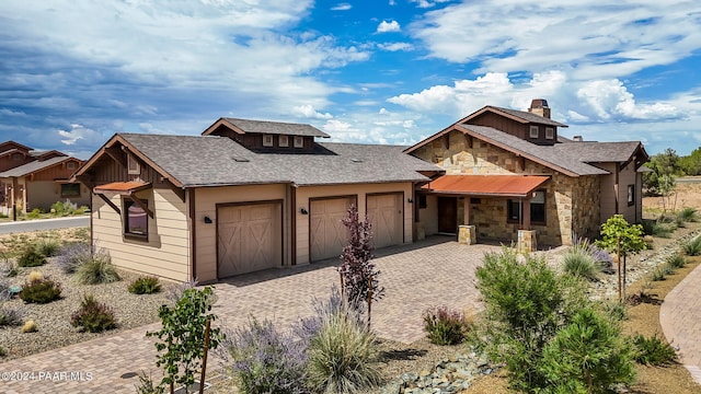 view of front of house with a garage