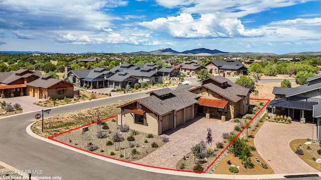 aerial view with a mountain view