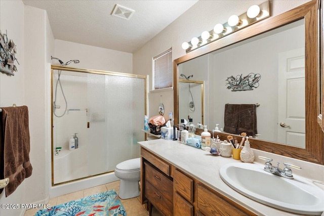 9331 Serpentine Ln, Prescott Valley, AZ 86314 - bathroom with a shower stall, vanity, and tile patterned floors
