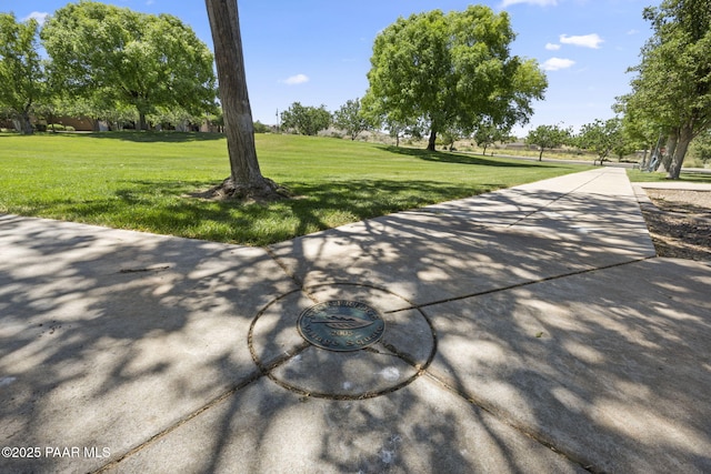 view of home's community with a lawn