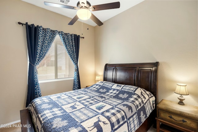 bedroom featuring ceiling fan